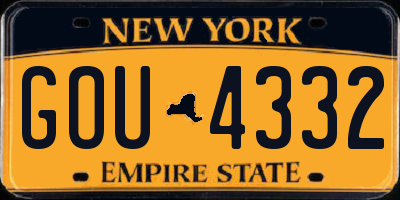 NY license plate GOU4332