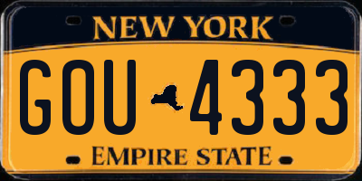 NY license plate GOU4333