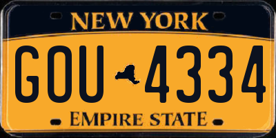 NY license plate GOU4334