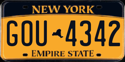 NY license plate GOU4342