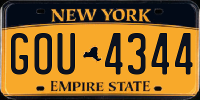 NY license plate GOU4344