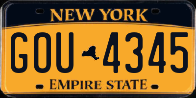 NY license plate GOU4345
