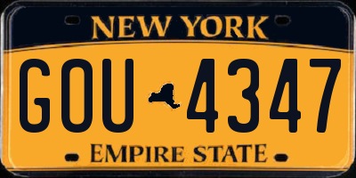 NY license plate GOU4347