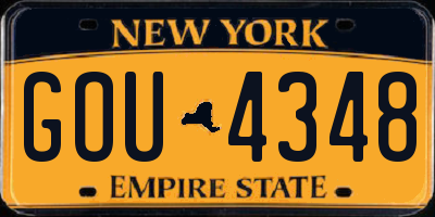 NY license plate GOU4348