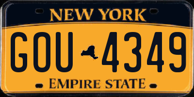 NY license plate GOU4349