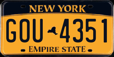 NY license plate GOU4351