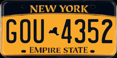NY license plate GOU4352