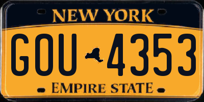 NY license plate GOU4353
