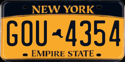 NY license plate GOU4354