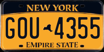 NY license plate GOU4355