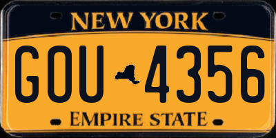 NY license plate GOU4356