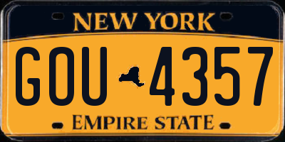 NY license plate GOU4357