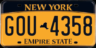 NY license plate GOU4358
