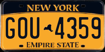 NY license plate GOU4359