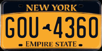 NY license plate GOU4360