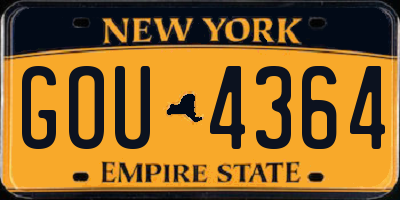 NY license plate GOU4364
