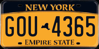 NY license plate GOU4365