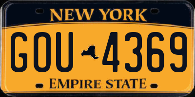 NY license plate GOU4369