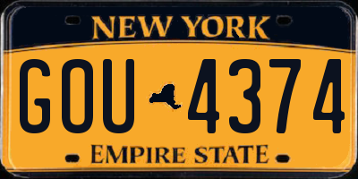 NY license plate GOU4374