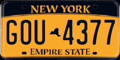 NY license plate GOU4377