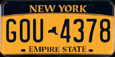 NY license plate GOU4378