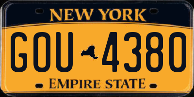 NY license plate GOU4380