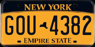 NY license plate GOU4382