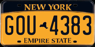 NY license plate GOU4383
