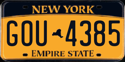 NY license plate GOU4385
