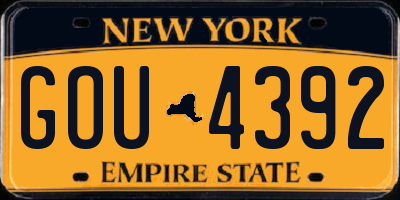 NY license plate GOU4392