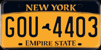 NY license plate GOU4403
