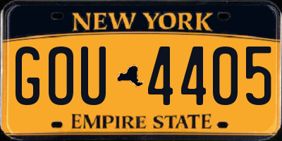 NY license plate GOU4405