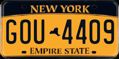 NY license plate GOU4409