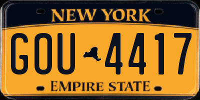 NY license plate GOU4417