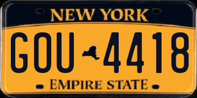 NY license plate GOU4418