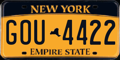 NY license plate GOU4422