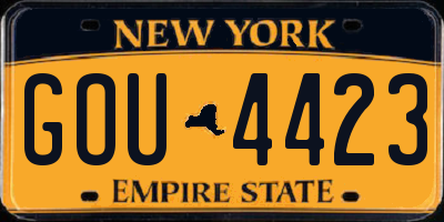 NY license plate GOU4423