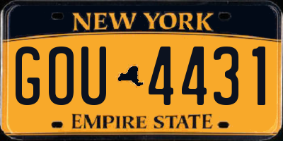 NY license plate GOU4431