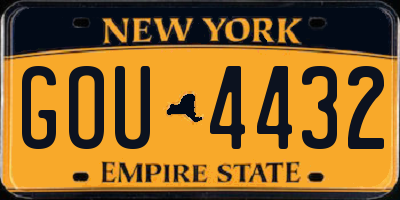 NY license plate GOU4432