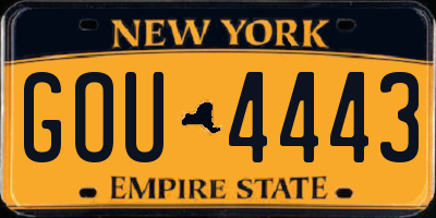 NY license plate GOU4443