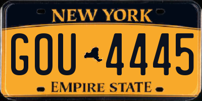 NY license plate GOU4445