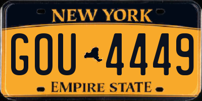 NY license plate GOU4449