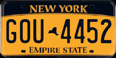 NY license plate GOU4452