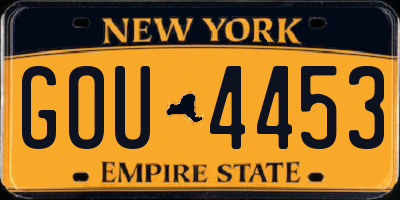 NY license plate GOU4453
