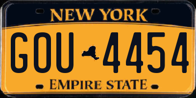 NY license plate GOU4454