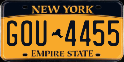 NY license plate GOU4455