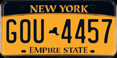 NY license plate GOU4457