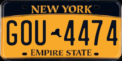 NY license plate GOU4474