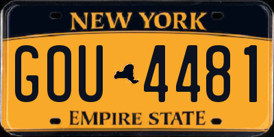 NY license plate GOU4481