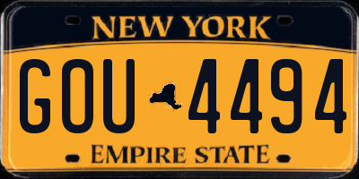 NY license plate GOU4494